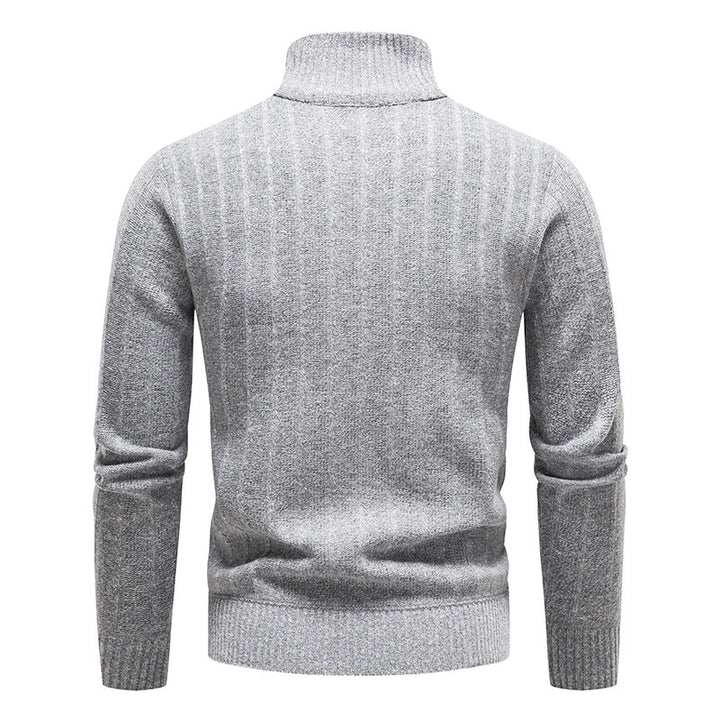 Herren eleganter Strickpullover mit Stehkragen und kurzer Reißverschluss Aliams