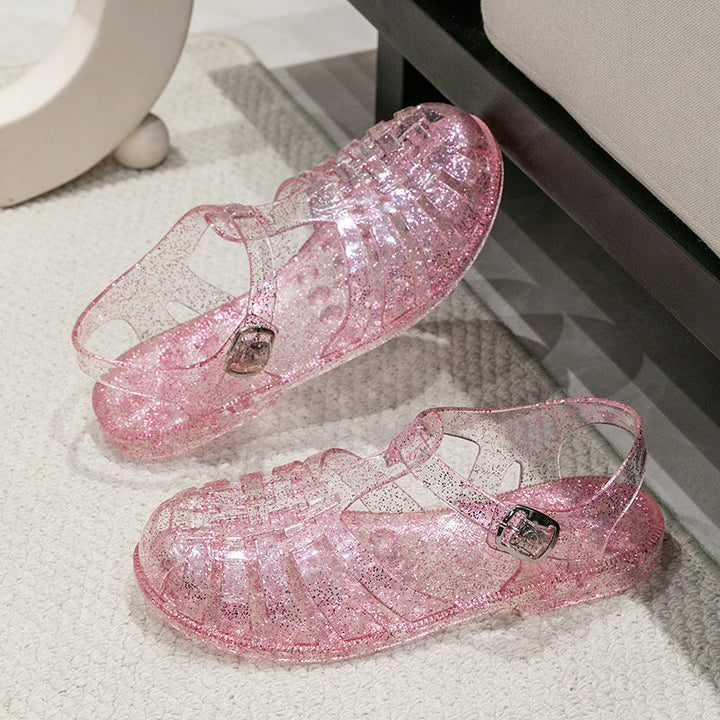 Damen Glitzernde Freizeit-Sandalen Im Riemchen-Stil mit Verstellbarem Verschluss Aliams