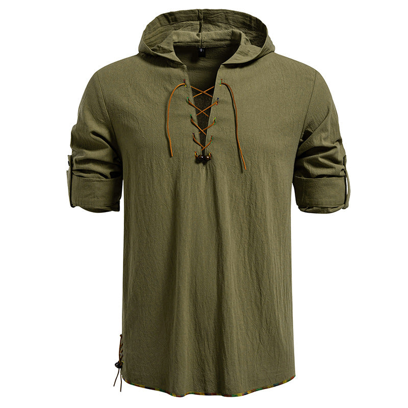 Herren Kaptuzenbluse mit einzigartigem Schnürdesign Aliams