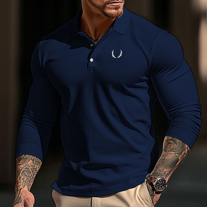 Herren sportliches Langarm Poloshirt mit atmungsaktivem Material und elegantem Kragen Aliams