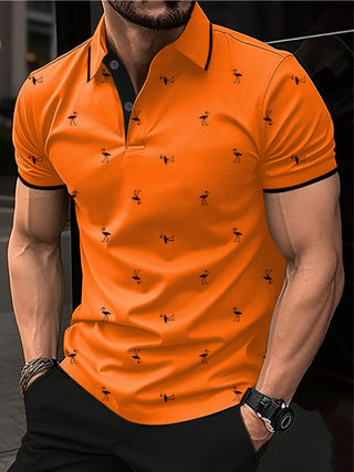 Herren Polohemd mit kurzem Arm und Muster Aliams