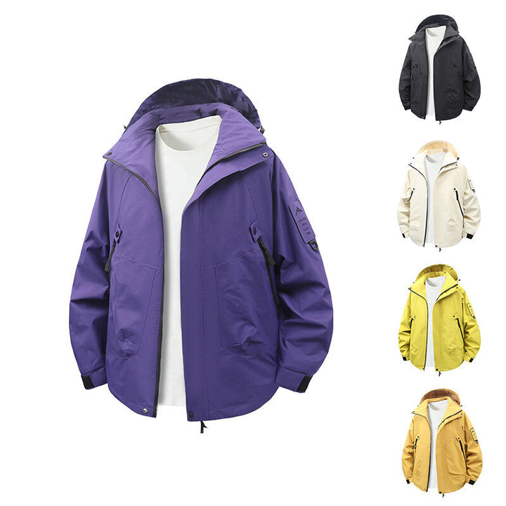 Herren funktionale und wasserabweisende Outdoor-Jacke mit verstellbarem Kapuzenkragen Aliams