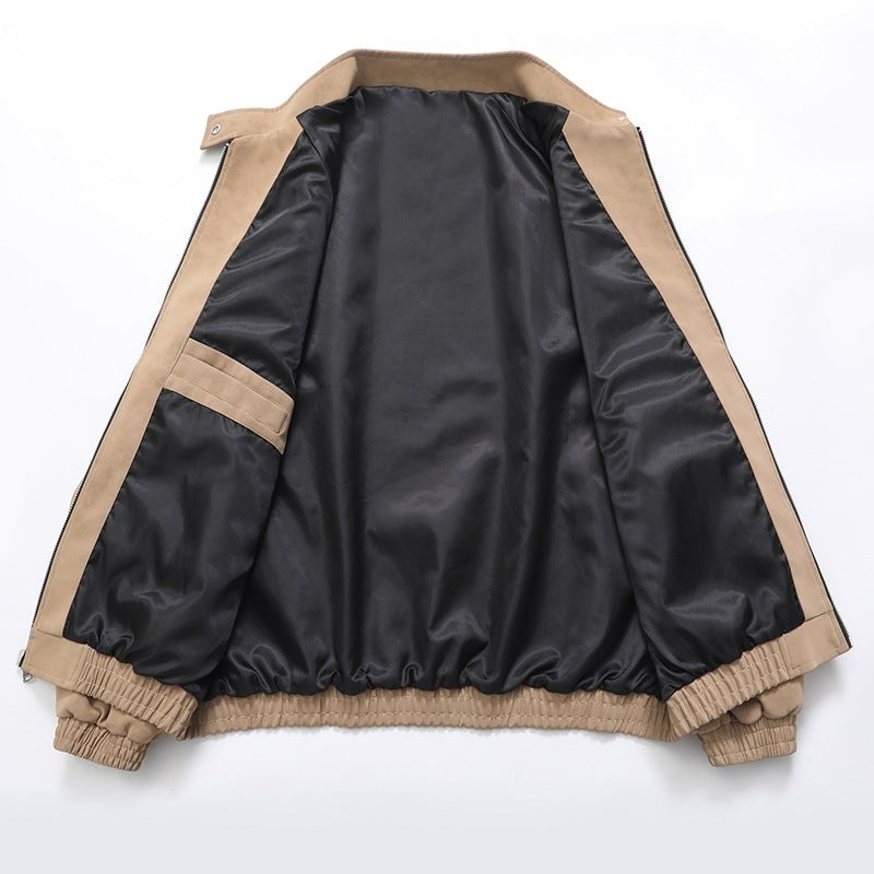 Herren stylische Kunstlederjacke im modernen Design und elastischen Bündchen Aliams