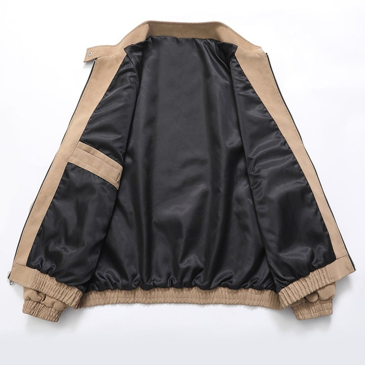 Herren stylische Kunstlederjacke im modernen Design und elastischen Bündchen Aliams