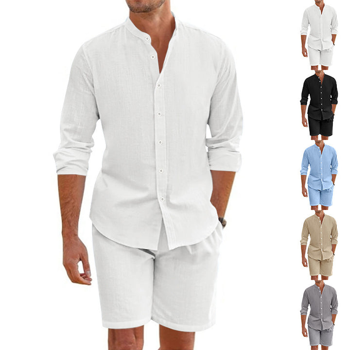 Herren entspannendes Kurzarmhemd und Shorts Set Aliams