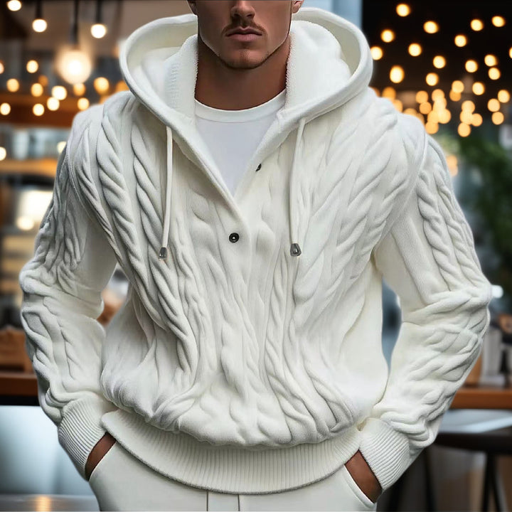 Herren Strickpullover mit Kapuze und strukturiertem Zopfmuster Aliams