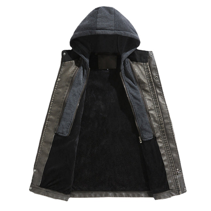 Herren Kunstlederjacke mit versteckter Kapuze Aliams