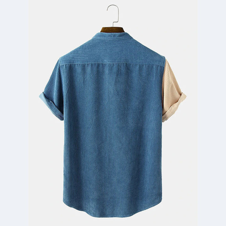 Herren Kurzarm Hemd mit strukturiertem Design und Knopfleiste Aliams