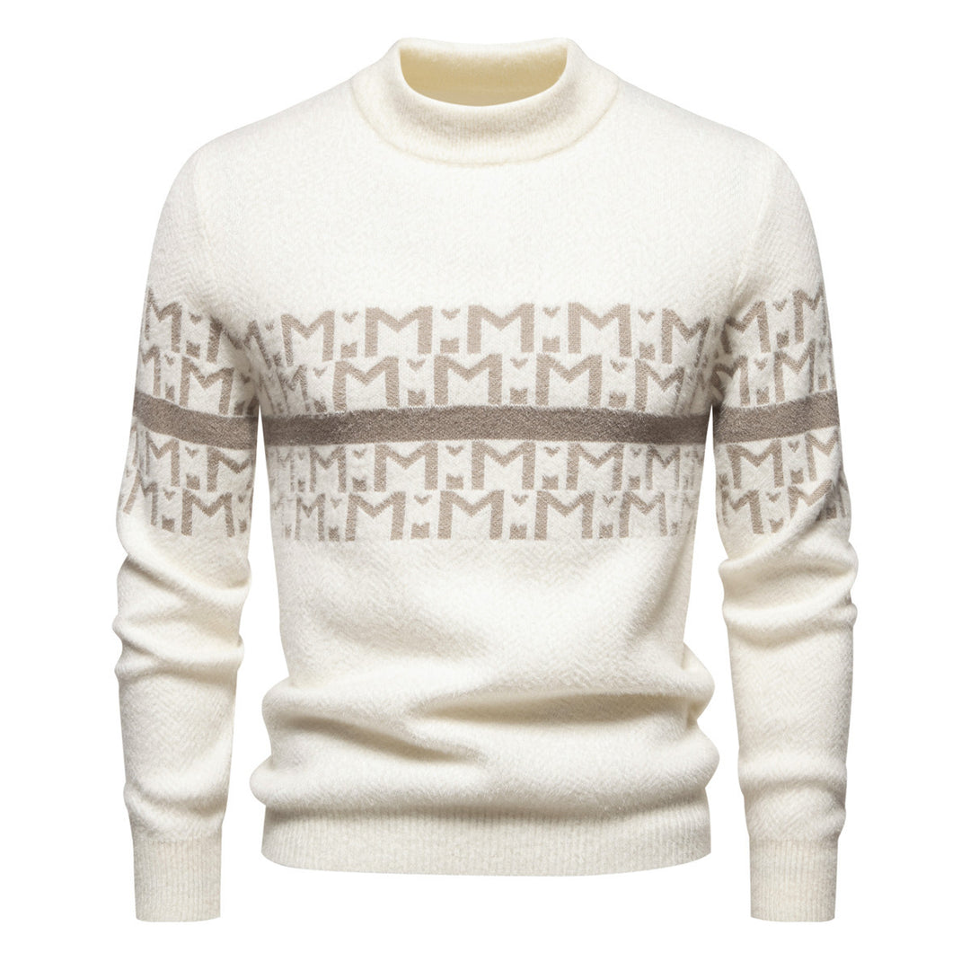 Herren Strickpullover mit modernem Zopfmuster und hohem Stehkragen Aliams