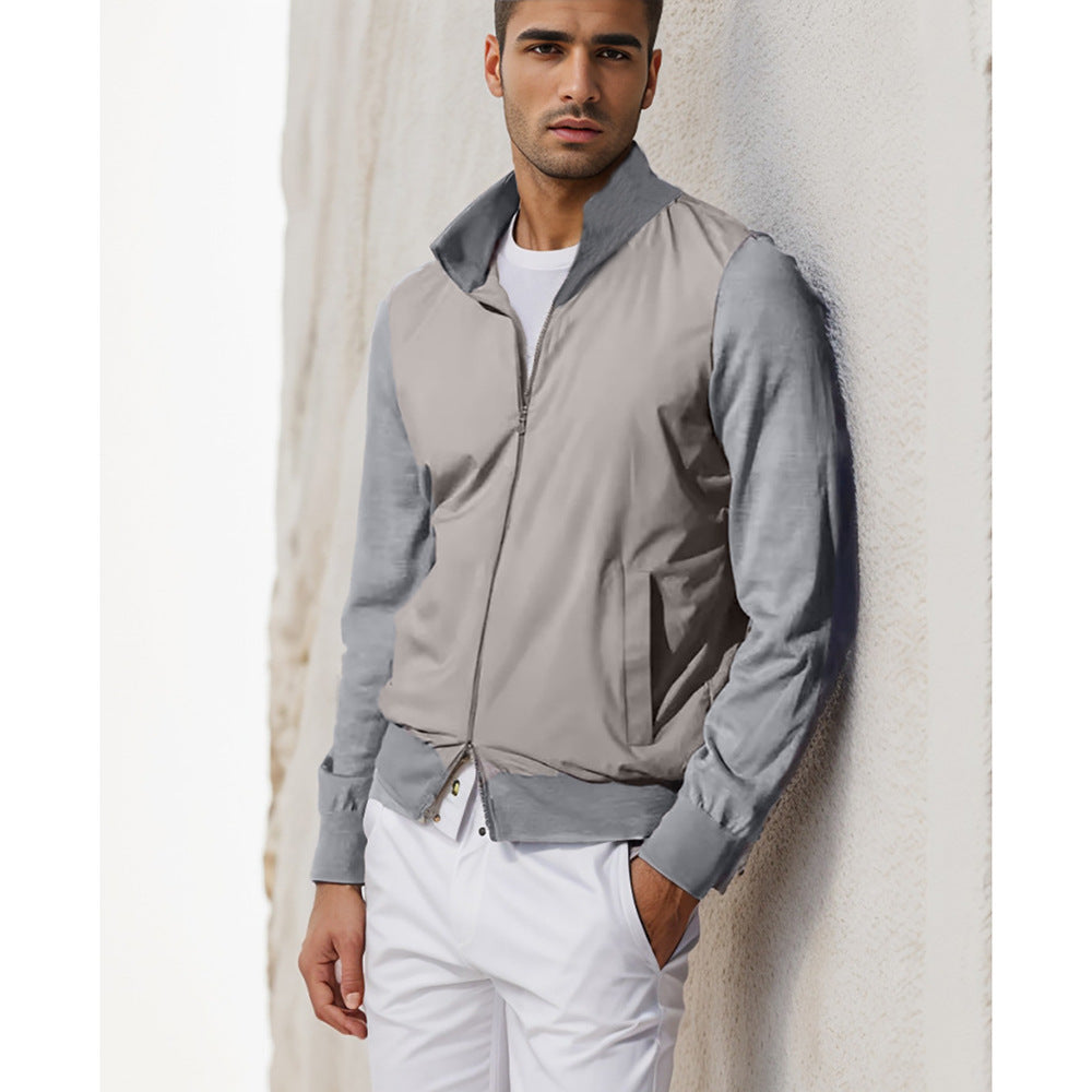 Herren elegante und funktionale Jacke mit Stehkragen und mehreren Taschen Aliams