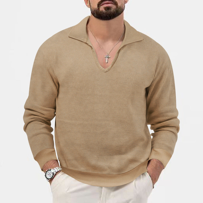 Herren eleganter Pullover mit V-Ausschnitt und strukturiertem Design Aliams