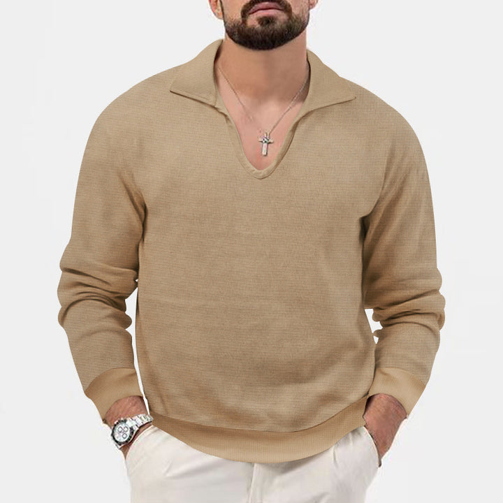 Herren eleganter Pullover mit V-Ausschnitt und strukturiertem Design Aliams