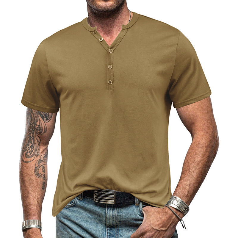 Herren Kurzarm Henley-Shirt mit strukturierter Knopfleiste und modernem Design Aliams