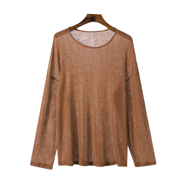 Damen Langarmshirt mit strukturiertem Rippenmuster und lässigem Schnitt Aliams