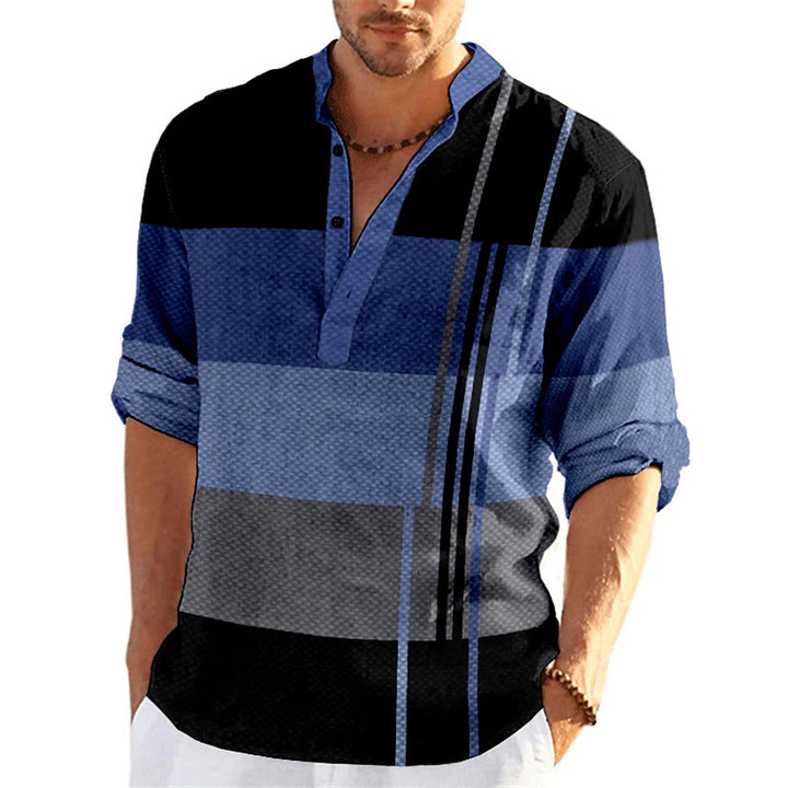 Herren Freizeitgestreiftes Popover-Shirt Aliams