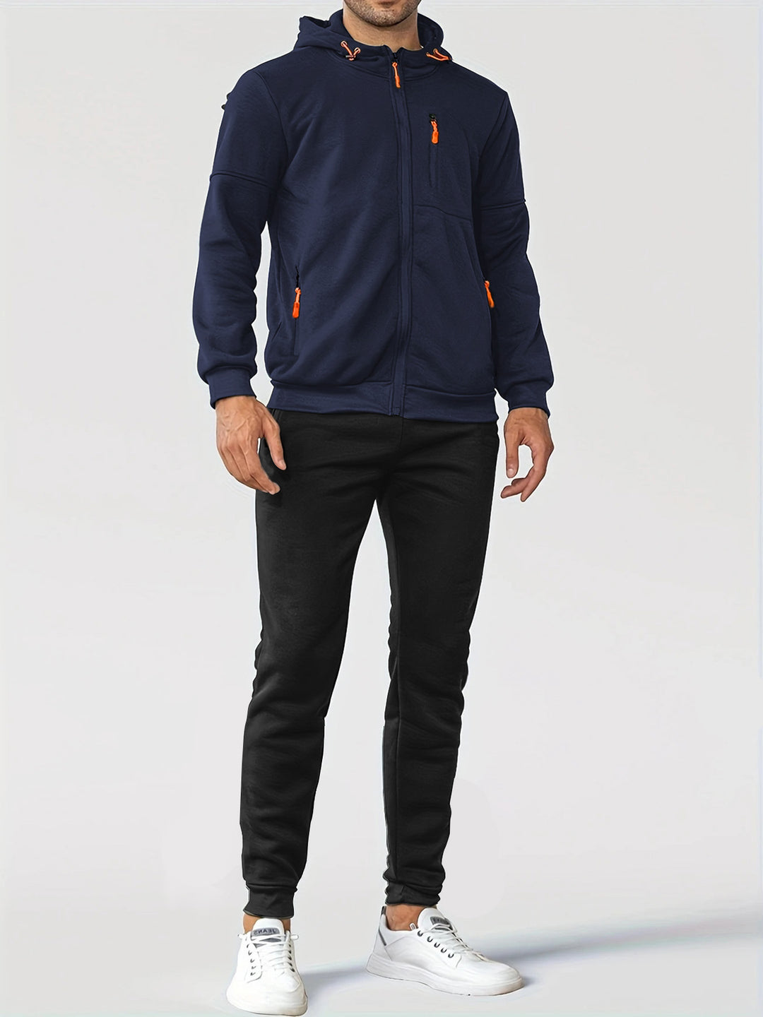 Herren Sportliches Sweatjacken- und Jogginghosen-Set mit funktionalen Taschen Aliams