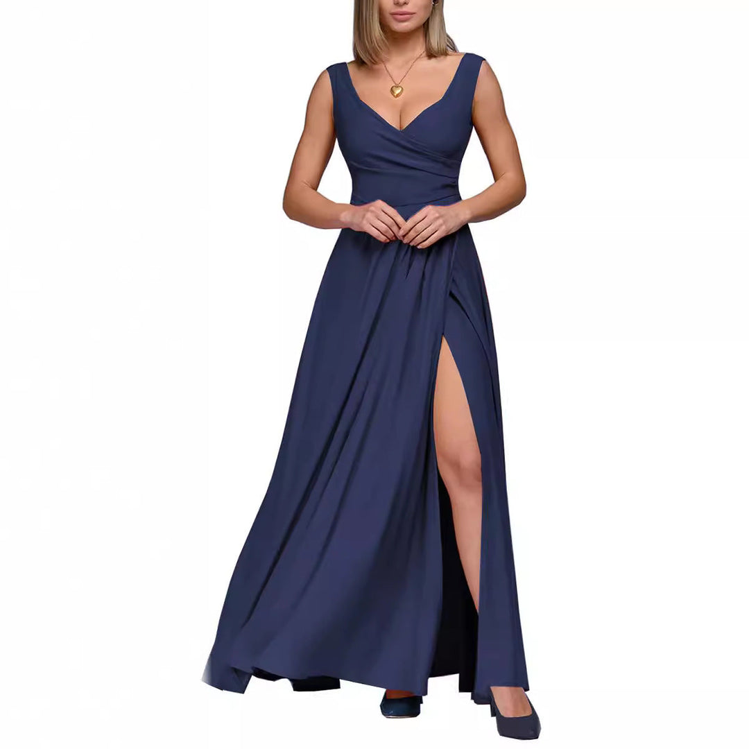 Aliams | Damen Elegantes Maxikleid mit Seitlichem Schlitz