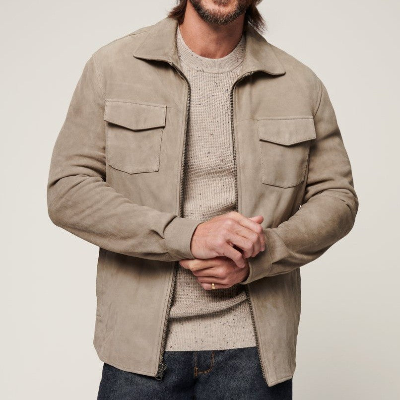 Herren Wildlederjacke mit praktischen Pattentaschen und elegantem Schnitt Aliams