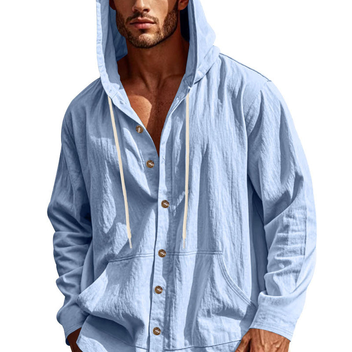 Herren Freizeitjacke mit Kapuze und Knopfverschluss Aliams