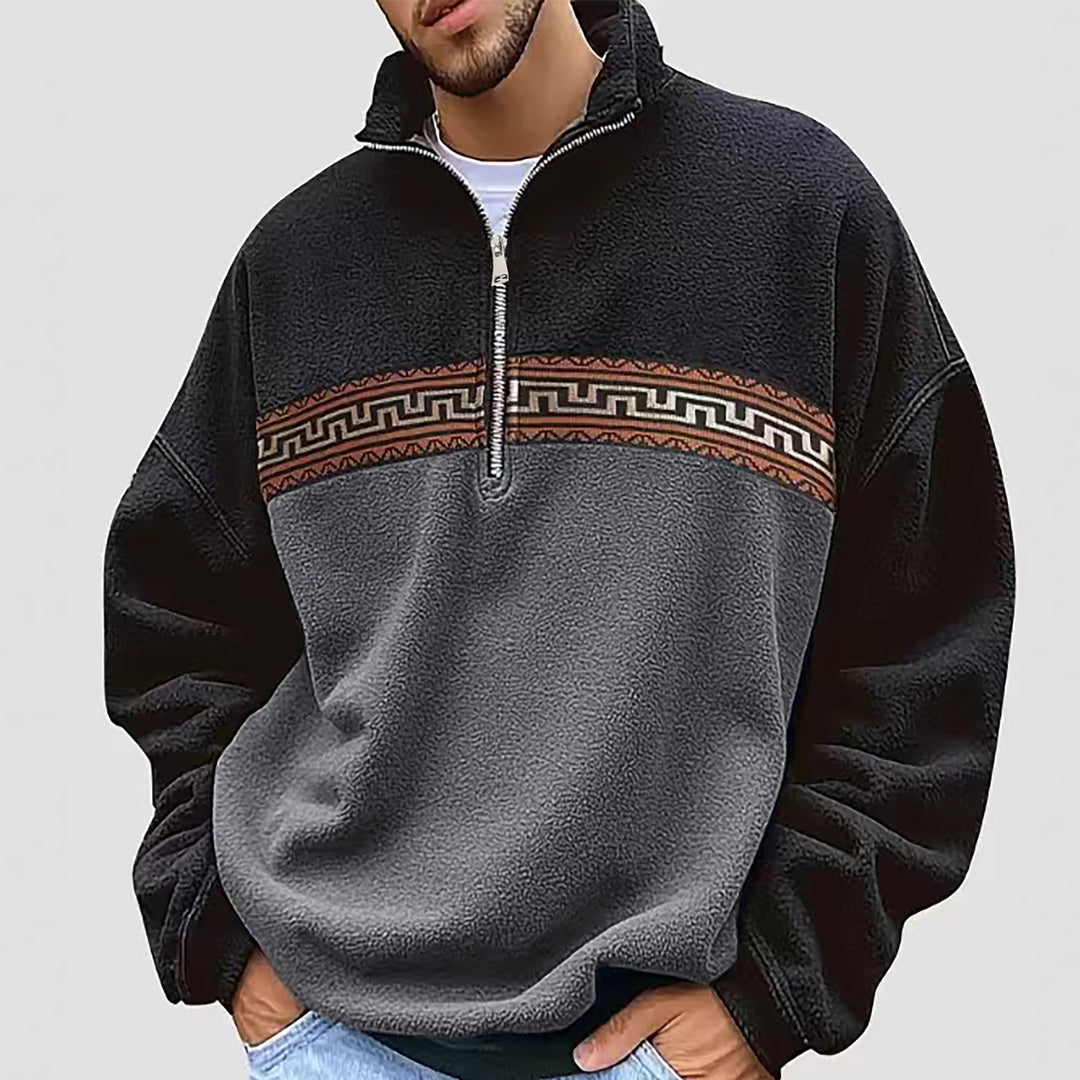 Herren Fleece Pullover mit modischem Stehkragen Aliams