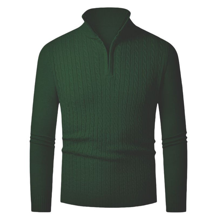 Herren Strickpullover mit modischem Zopfmuster und hochgeschlossenem Kragen Aliams