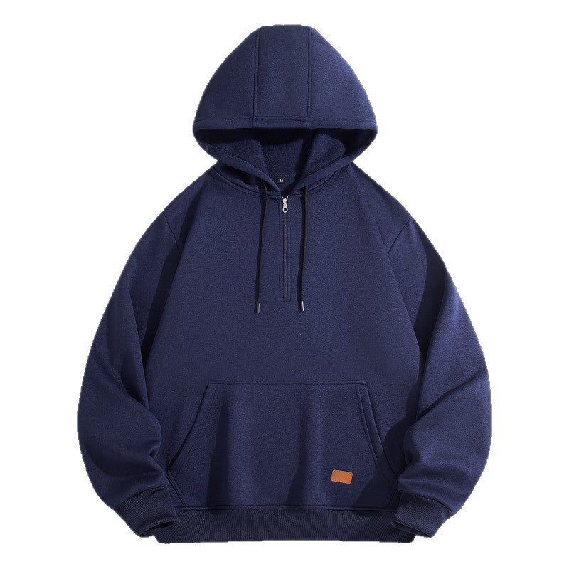 Herren Sportlicher Kapuzenpullover mit halbem Reißverschluss und praktischer Kängurutasche Aliams