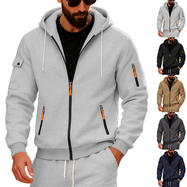 Herren Sportliche Zip-Hoodie mit innovativen Reißverschlusstaschen Aliams