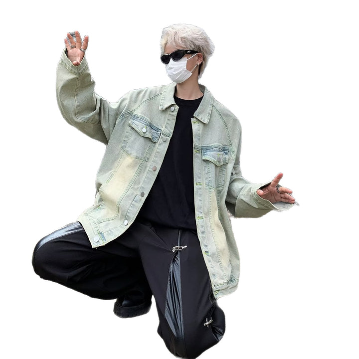 Unisex lässige Oversize-Jeansjacke mit einzigartigem Schnitt und praktischen Taschen Aliams