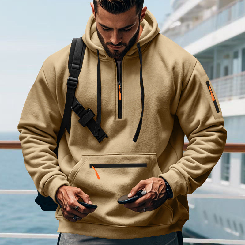 Herren sportlicher Kapuzenpullover mit Reißverschluss und praktischen Taschen Aliams