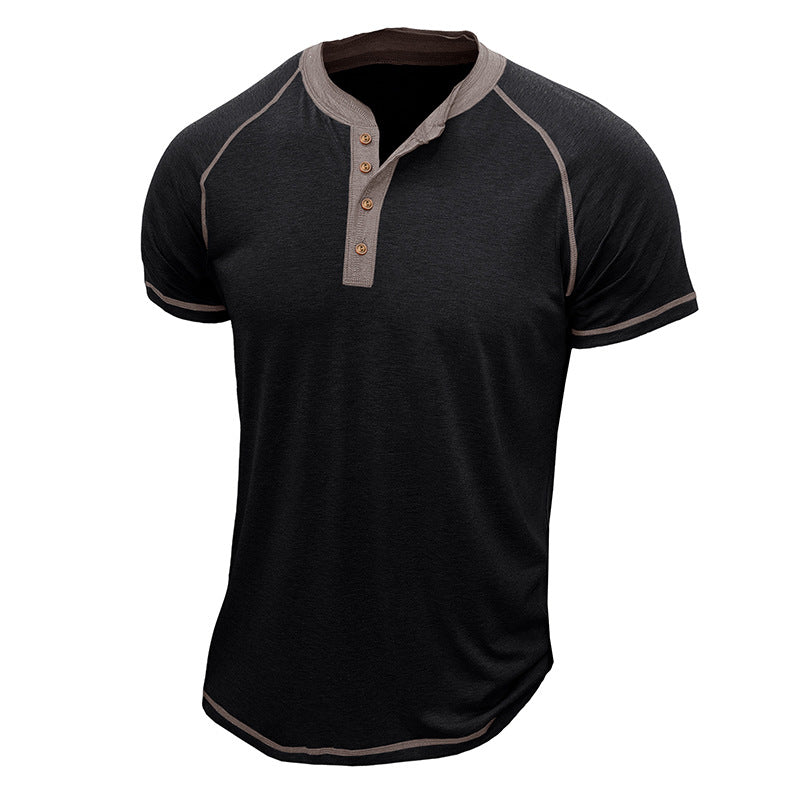 Herren Kurzarm Henley-Shirt mit Kontrastdetails und strapazierfähigem Stoff Aliams