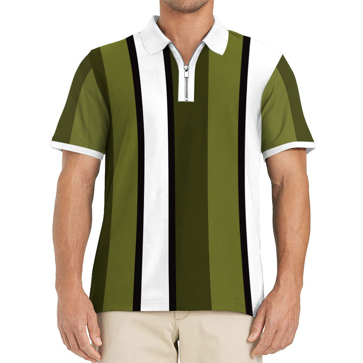 Herren Poloshirt mit praktischem Reißverschluss und modernem Streifendesign Aliams