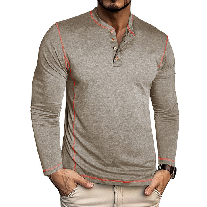 Herren Elegantes Langarmshirt mit Knopfleiste Aliams