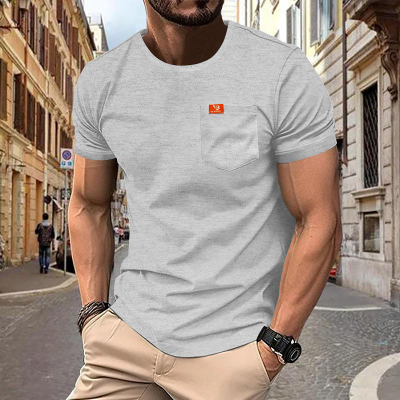 Herren Premium Rundhals T-Shirt mit Brusttasche Aliams