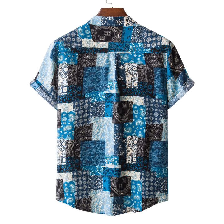 Herren Kurzarmhemd im kreativen Patchwork-Design Aliams