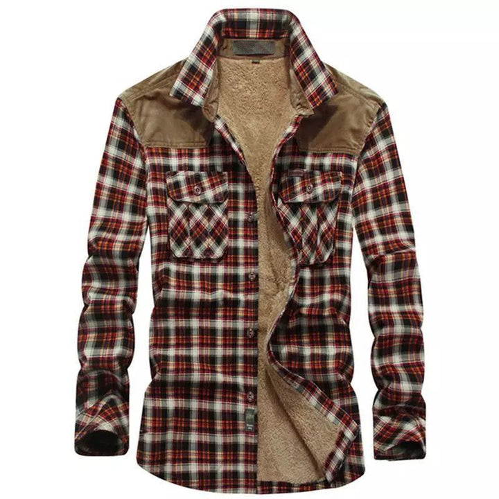 Herren warme Flanellhemdjacke mit gefütterten Taschen Aliams