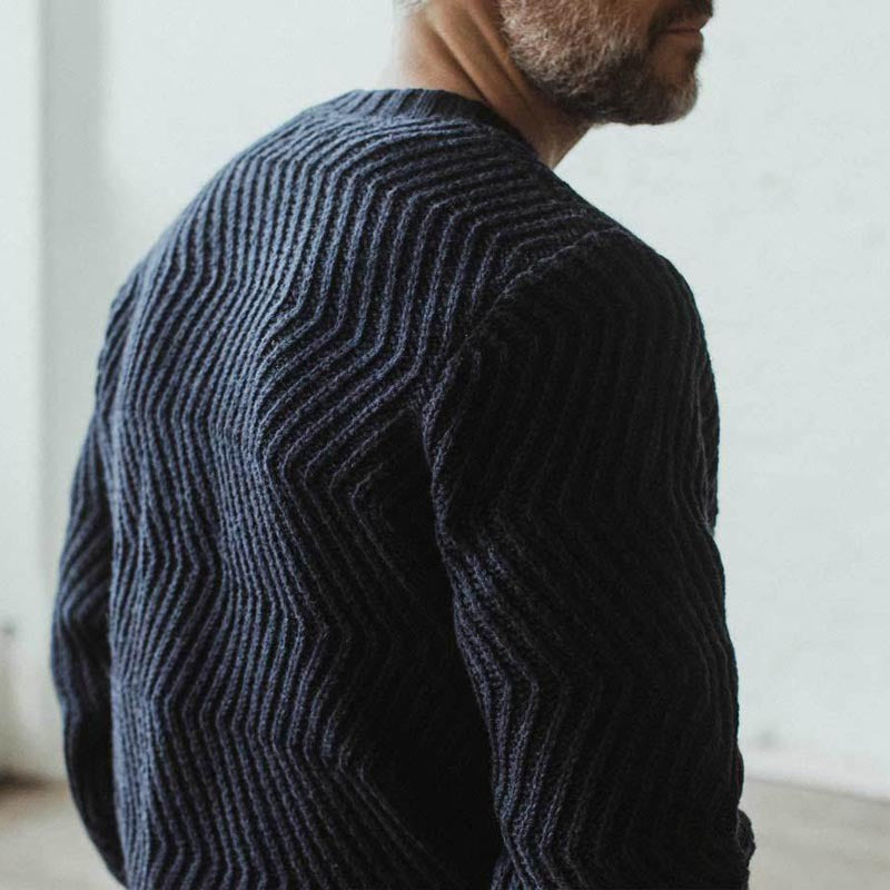 Herren strukturiertes Strickpullover mit feinem Wellenmuster Aliams
