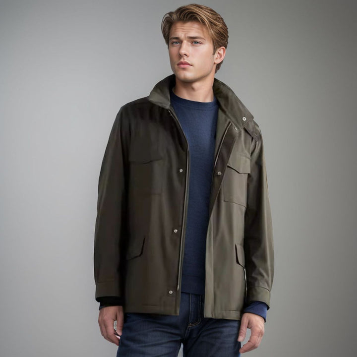 Herren vielseitige Utility-Jacke mit hohen Kragen und praktischen Taschen Aliams