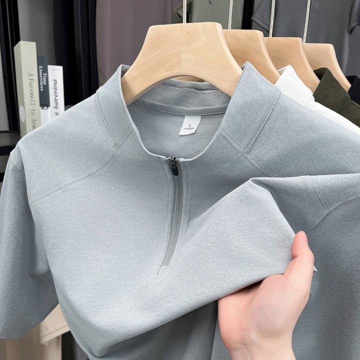 Herren Kurzarm Funktionsshirt mit Reißverschluss und atmungsaktiver Technologie Aliams