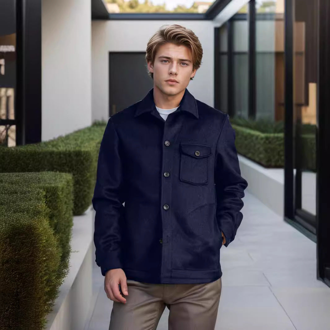 Herren Wolljacke im strukturierten Design mit praktischer Brusttasche Aliams