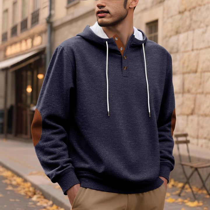 Herren Kapuzenpullover mit modischer Knopfleiste und strukturiertem Design Aliams