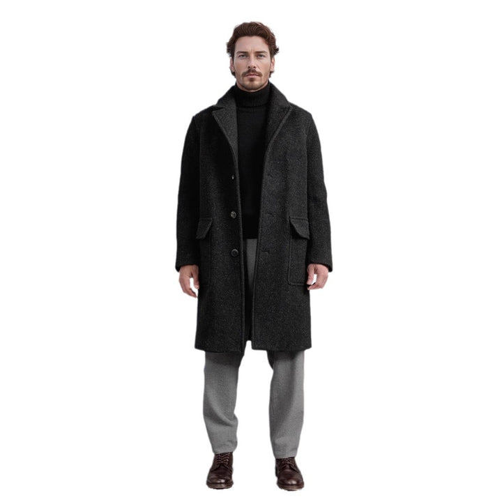 Herren eleganter Wollmantel mit modernem Schnitt und praktischen Taschen Aliams
