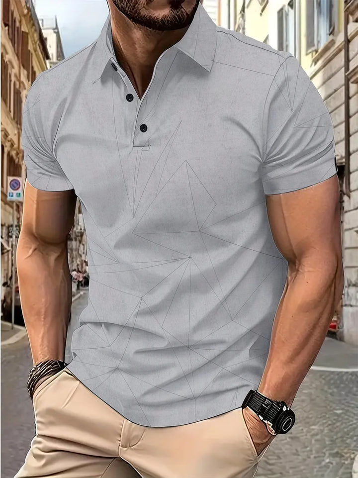 Herren Kurzarm Poloshirt mit modernem geometrischen Muster Aliams