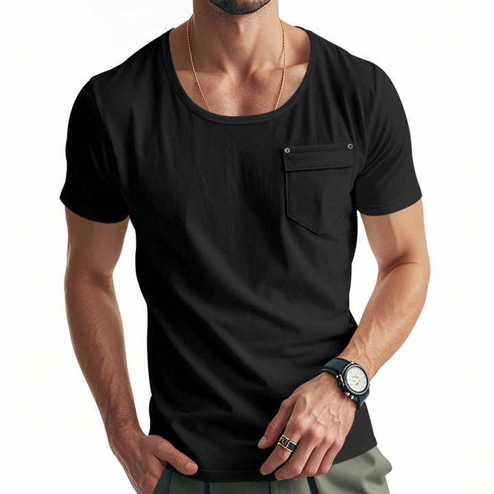 Herren Atmungsaktives T-Shirt mit praktischem Brusttasche Aliams