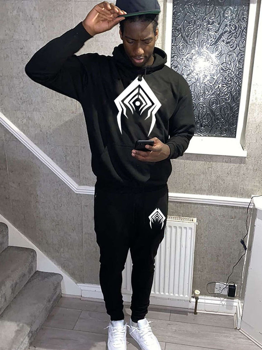 Herren Kapuzenpullover und Jogginghose Set mit künstlerischem Spinnenmotiv Aliams