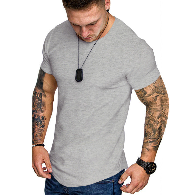 Herren figurbetontes Kurzarm-T-Shirt aus hochwertiger Baumwolle mit Rundhalsausschnitt und bequemen Schnitt Aliams