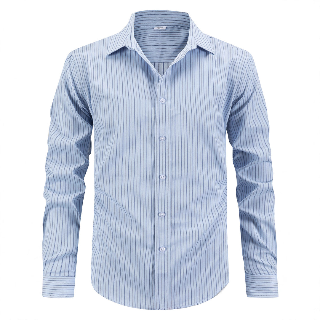 Herren gestreiftes Langarmhemd mit modernem Schnitt Aliams