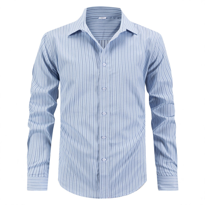 Herren gestreiftes Langarmhemd mit modernem Schnitt Aliams
