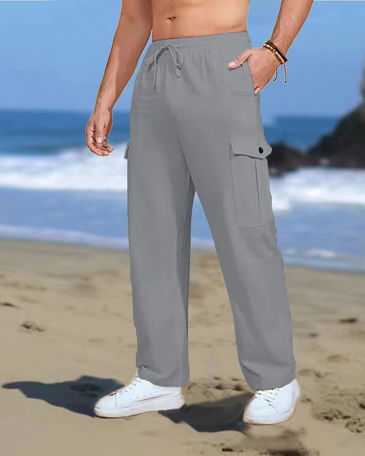 Herren Casual Cargo-Hose mit verstellbarem Bund und funktionalen Seitentaschen Aliams