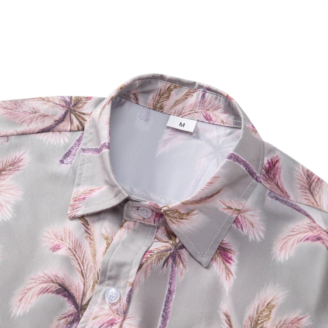 Herren Kurzarmhemd im tropischen Palmen-Design Aliams