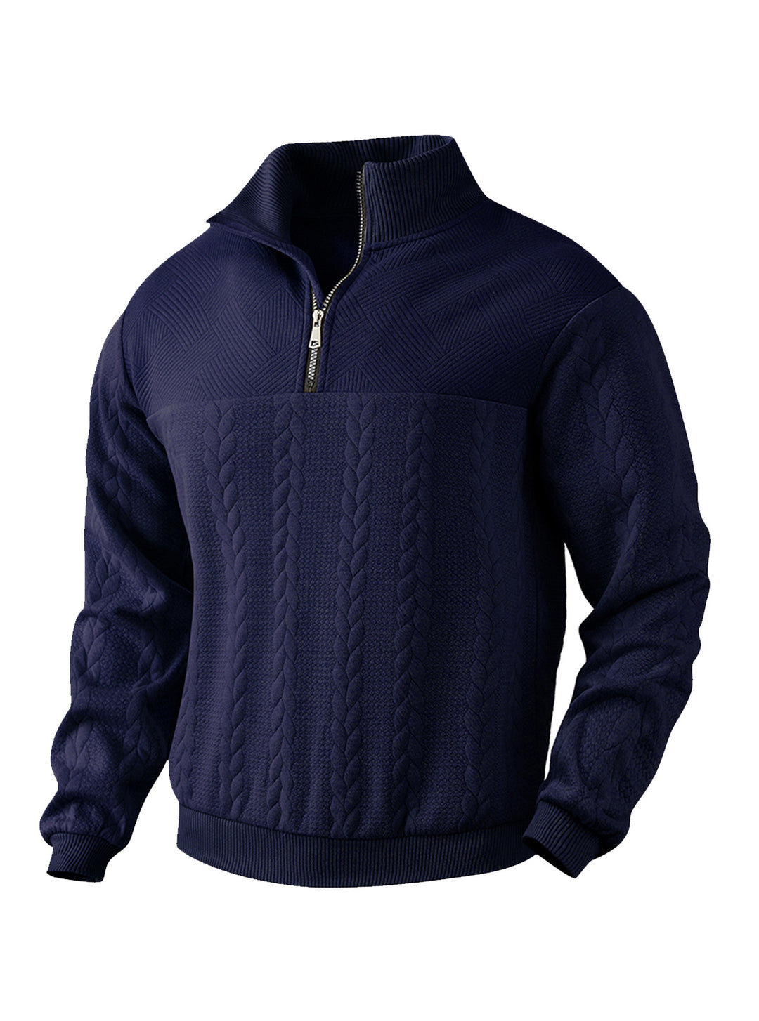 Herren Hoher Kragen Strickpullover mit Reißverschluss Aliams